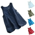 thumbnail image 1 of Eryao Cotton Linen Tank Tops for Women Loose Fit Sleeveless Button Tee Shirts Summer Casual Flowy Solid Color Vest Tops,Blue,M, 1 of 5