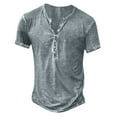 thumbnail image 1 of Eryao Distressed Henley Shirts for Men Acid Washed V Neck Oversized T Shirt Short Sleeve Summer Tops Stylish Vintage Plain Tees Gray,M, 1 of 6