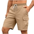 thumbnail image 1 of Eryao Drawstring Cargo Shorts for Men Elastic Waist Breathable Casual Shorts with Pockets Lightweight Summer Beach Vacation Bottoms,Khaki,M, 1 of 9