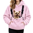thumbnail image 1 of Eryao Hoodie with Pouch for Pet Women Winter Fuzzy Fleece Animal Carrier Hoodies with Adjustable Strap Kangaroo Pocket Warm Plus Size Pullover Sweatshirts for Small Dog Cat Holder Pink,XXL, 1 of 9
