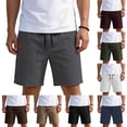 thumbnail image 1 of Eryao Linen Shorts for Men Casual Elastic Waist Drawstring Shorts with Pockets Lightweight Breathable Summer Beach Vacation Shorts,Khaki,M, 1 of 7