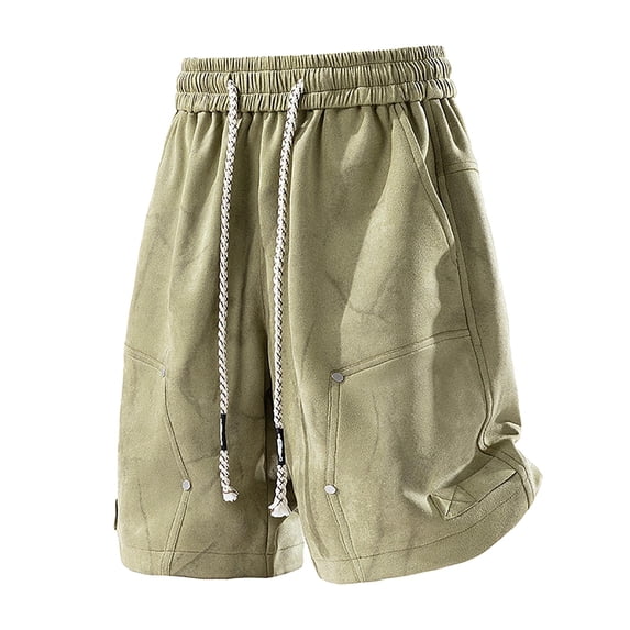 Eryao Men's Big and Tall Drawstring Shorts Casual Lightweight Elastic Waist Gym Shorts with Pockets,Army Green,8XL