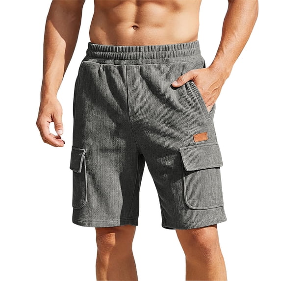 Eryao Men's Drawstring Cargo Shorts with Pockets Loose Lightweight Elastic Waist Lounge Shorts,Gray,XXL