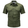 thumbnail image 1 of Eryao Men's Outdoor Cargo Button Down Shirt with Zipper Pockets Mesh Lining Quick Dry Hiking Blouses,Army Green,XXXXL, 1 of 9
