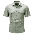 thumbnail image 1 of Eryao Men's Outdoor Cargo Button Down Shirt with Zipper Pockets Mesh Lining Quick Dry Hiking Blouses,Green,L, 1 of 7