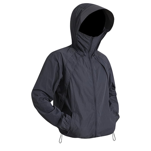 Eryao Men's UPF 50+ Hoodies Long Sleeve Zip Up Sun Protection Hooded Jacket Quick Dry Athletic Outdoor Rash Guard Shirts,Black,XXL