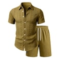 thumbnail image 1 of Eryao Men's Vacation Clothes 2 Piece Set Casual Button Down Short Sleeve Shirts and Elastic Waist Shorts with Pockets Summer Breathable Loungewear,Army Green,XXL, 1 of 7