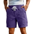 thumbnail image 1 of Eryao Mens Athletic Cargo Shorts Summer Casual Outdoor Travel Shorts with Pockets Lightweight Breathable Lounge Short Pants,Purple,L, 1 of 9