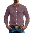 thumbnail image 1 of Eryao Mens Big and Tall Linen Button Down Shirts Long Sleeve Breathable Dress Shirt with Pockets,Purple,XXXXL, 1 of 7