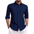 thumbnail image 1 of Eryao Mens Button Down Business Casual Shirts Long Sleeve Lapel Collar Lightweight Solid Work Blouses,Navy,M, 1 of 8