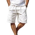 thumbnail image 1 of Eryao Mens Drawstring Shorts with Pockets Lightweight Loose Outdoor Hiking Shorts Summer Casual Elastic Wasit Beach Shorts,White,S, 1 of 4