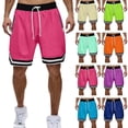 thumbnail image 1 of Eryao Mens Striped Athletic Shorts Casual Elastic Waist Drawstring Shorts with Zipper Pockets Lightweight Breathable Athletic Pants,Hot Pink,XL, 1 of 4