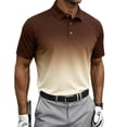 thumbnail image 1 of Eryao Mens Summer Golf Shirts Short Sleeve Gradient Color Gym Workout T-Shirt Button Collared Business Work Tops Big and Tall Khaki,M, 1 of 6