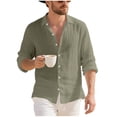 thumbnail image 1 of Eryao Mens Summer Linen Shirts Long Sleeve Button Down Casual Tops Lightweight Solid Color Beach Blouses,Army Green,XL, 1 of 8