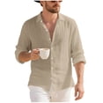 thumbnail image 1 of Eryao Mens Summer Linen Shirts Long Sleeve Button Down Casual Tops Lightweight Solid Color Beach Blouses,Khaki,S, 1 of 8