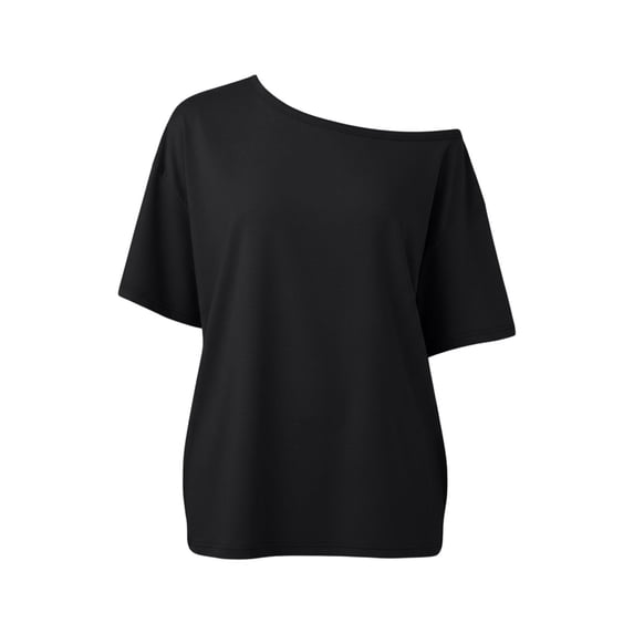 Eryao Off the Shoulder Tops Oversized for Women Loose Fit Tshirts Short Sleeve Basic Tee 2026 Casual Summer Going Out Preppy Top Black,XL