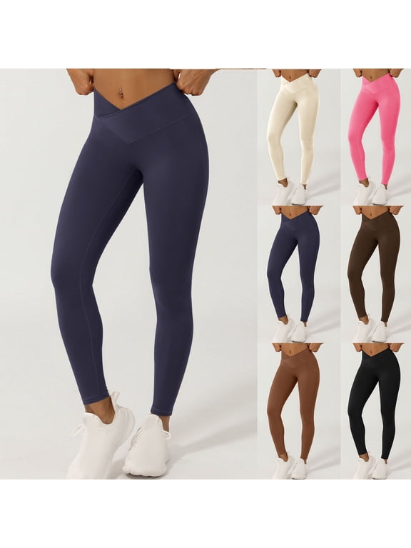 Pilates Crossover Leggings for Women Buttery Soft High Waisted V Cut Cross Waist Workout Yoga Pants,Black XL