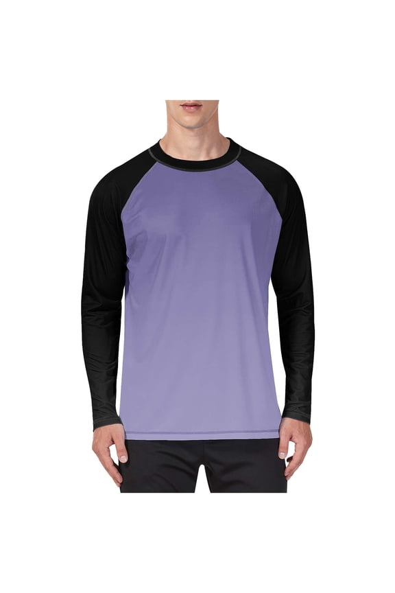 Quick Dry Rash Guard for Men Long Sleeve UPF 50+ Sun Block Crew Neck Raglan T-Shirt for Surfing Diving Fishing Gym,Purple,XL