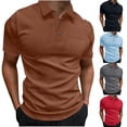 thumbnail image 1 of Eryao Saving Deals Summer Polo Shirts for Men Short Sleeve Casual Knit Waffle Texture Polo Golf Shirt Solid Color Slim Fit Tops,Gray,XL, 1 of 8