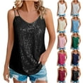 thumbnail image 1 of Eryao Sequin Camisole Tops for Women V Neck Sleeveless Tees Summer Holiday Party Sparkly Tanks ,Blue,XS, 1 of 10