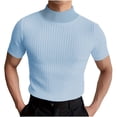 thumbnail image 1 of Eryao Short Sleeve Shirts Mens Mock Turtleneck Sweater Slim Fit Undershirt Casual Basic Tops Ribbed Knit Pullover Solid Tee 2026 Blue,XL, 1 of 6