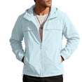 thumbnail image 1 of Eryao Sun Blocking Hooded Windbreaker for Men UPF 50+ Lightweight Breathable Zip Up Jacket with Pockets,Light Blue,M, 1 of 8