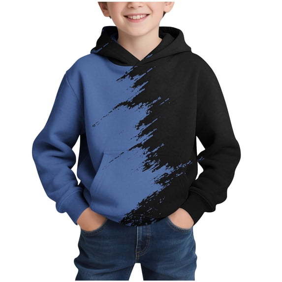 Eryao Teen Boy Graphic Hoodies Lightweight Printed Fall Winter Hoodie Casual Long Sleeve Pullover Sweatshirts with Pocket Blue,11 Years