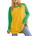 thumbnail image 1 of Eryao Thumb Hole Shirts Women Trendy Color Block Raglan Long Sleeve Pullover Tops 2025 Dressy Casual Lightweight Round Neck Blouses People Free Dupes,Yellow,M, 1 of 5
