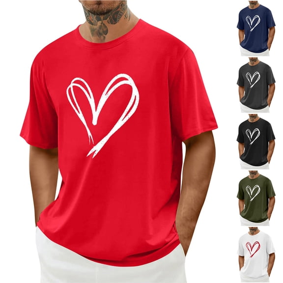 Eryao Valentine's Day Graphic Tees Men Short Sleeve Funny Crew Neck Workout Shirts,Black,M