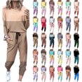 thumbnail image 1 of Eryao Weekly Prime Women's Color Block 2 Piece Tracksuit Crew Neck Long Sleeve Tops Matcing Drawstring Sweatpants Outfits Fall Winter Lightweight Lounge Sets,Multicolor,XXL, 1 of 6