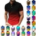 thumbnail image 1 of Eryao Weekly Sale Big and Tall Shirts for Men Gradient Color Print Short Sleeve Button Lapel T-shirts Performance Moisture Wicking Lightweight Golf Shirts,Multicolor,XXXL, 1 of 6