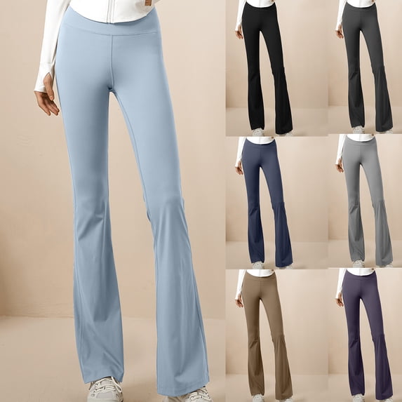 Eryao Women Flare Leggings Fold Over Bootcut Yoga Pants Casual Y2K Lounge Pants Comfy Cotton Leggings,Purple M
