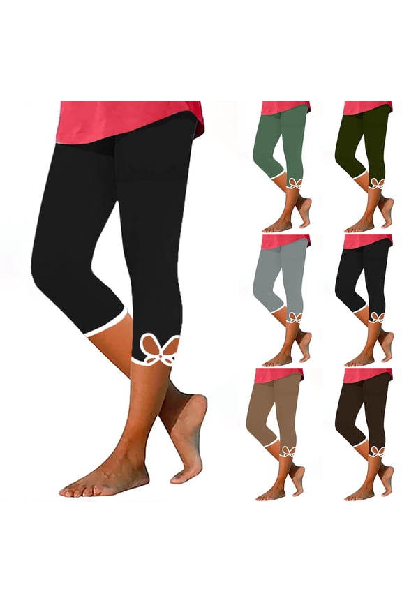 Womens Capris for Summer 2025 High Waist Yoga Pants Comfy Stretchy Leggings Workout Compression Pants,Green,S