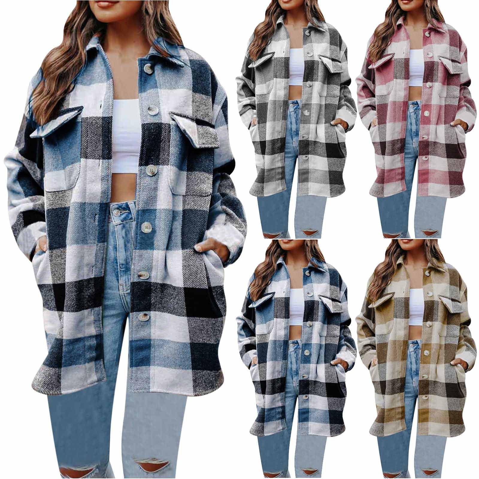 Plaid Flannel Long Shacket Jacket Coat