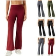 thumbnail image 1 of Eryao Womens Fold Over Flare Leggings Stretchy Waist Bell Bottoms Lounge Yoga Pants Lightweight Comfy Beach Workout Pants,Green M, 1 of 7