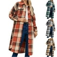 thumbnail image 1 of Eryao Womens Long Plaid Shacket Jacket Casual Trendy Lapel Button Down Long Sleeve Coat with Pockets 2024 Winter Going Out Blouse Tops for Women 90% off Clearance Sale,Green,L, 1 of 7