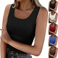thumbnail image 1 of Eryao Womens Sleeveless Scoop Neck Tank Top Ribbed Fitted Summer Basic Slim Tops 2025 Casual Solid Color Tees Todays Daily Deals,Wine,XL, 1 of 8