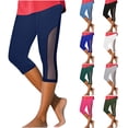 thumbnail image 1 of Eryao Womens Tummy Control Capri Leggings Elastic High Waisted Workout Yoga Pants Trendy Mesh Patchwork Casual Outdoor Gym Capris Hot Pink S, 1 of 7