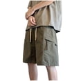 thumbnail image 1 of Eryao Workout Cargo Shorts for Men Summer Elastic Waist Drawstring Shorts with Pockets Lightweight Breathable Athletic Short Pants,Green,XXL, 1 of 6