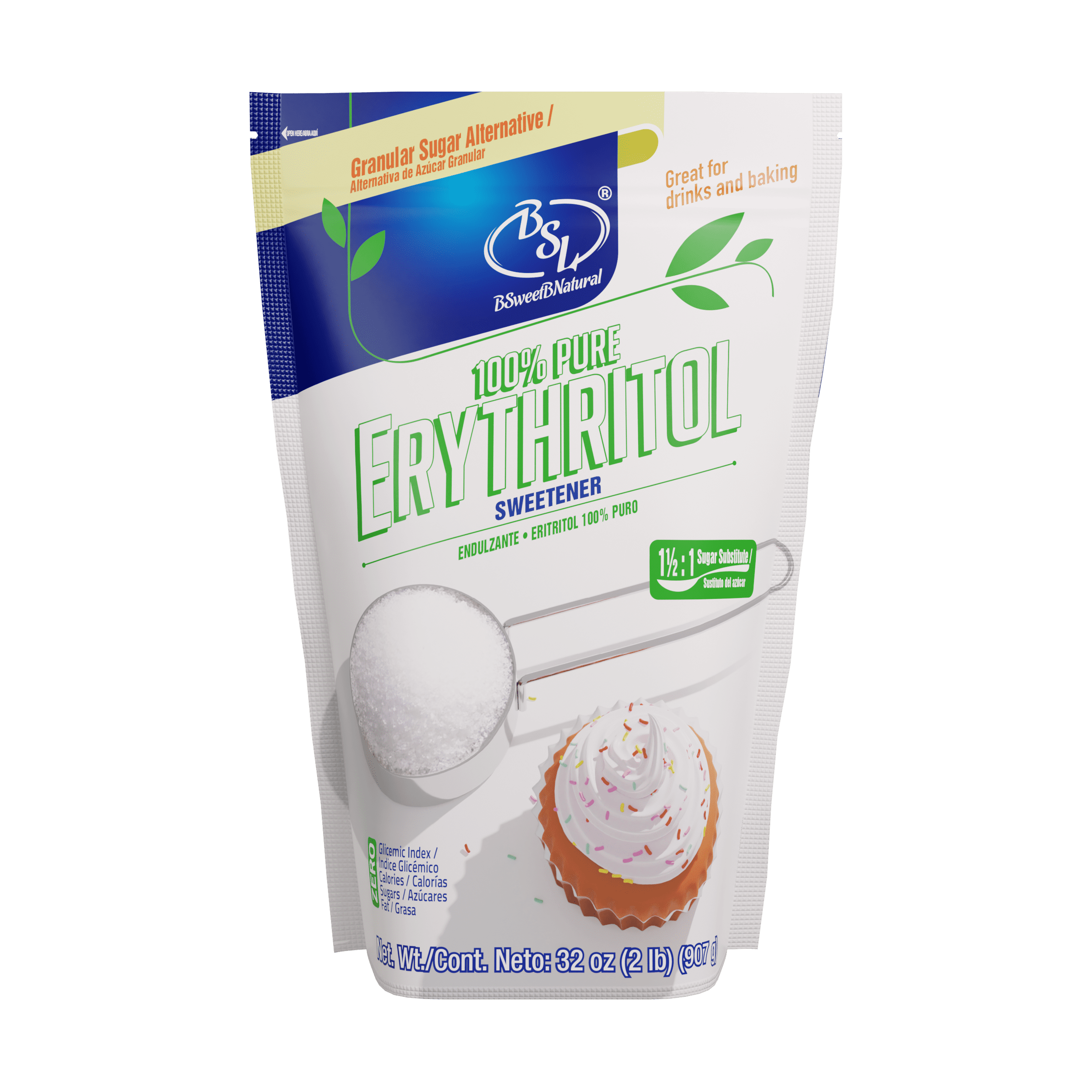 Erythritol Sweetener 100 Pure Granular 2 Pounds 1½ 1 Sugar