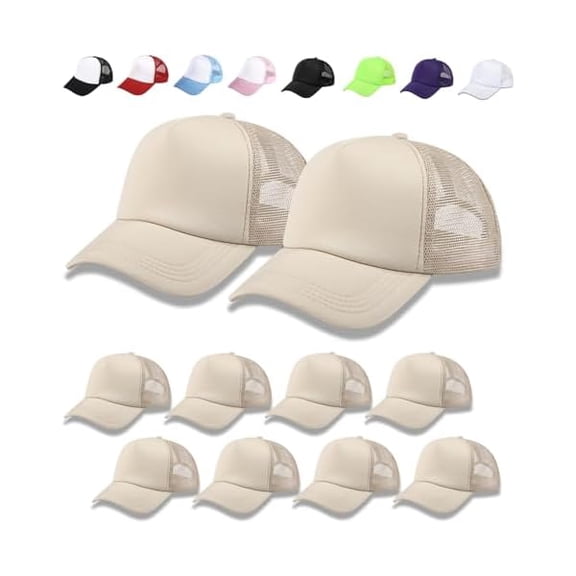 Eryueer 10 Pack Sublimation Blank Baseball Cap Adjustable Hat Polyester Mesh Trucker Hats for Men and Women