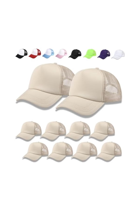 10 Pack Sublimation Blank Baseball Cap Adjustable Hat Polyester Mesh Trucker Hats for Men and Women