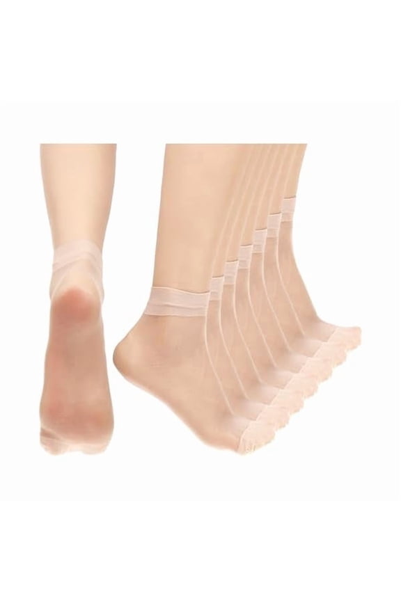 10 Pairs Sheer Ankle Socks, Nylon Socks For Women, Ultra-Thin No Show Elastic Sock Short Dress Stockings See Through Sock for Women Nude