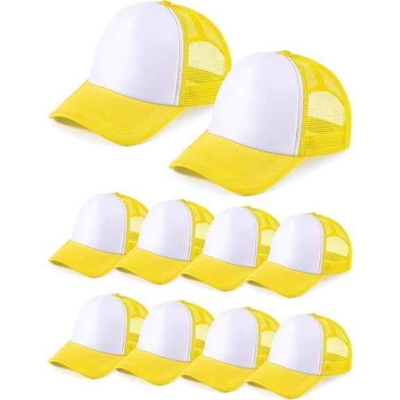 Eryueer 10 Pcs Sublimation Blank Trucker Hats Bulk Mesh Baseball Cap Polyester Mesh Trucker Hat for Men and Women