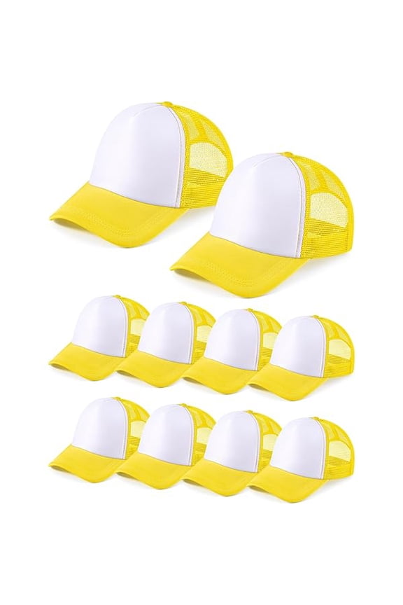 10 Pcs Sublimation Blank Trucker Hats Bulk Mesh Baseball Cap Polyester Mesh Trucker Hat for Men and Women
