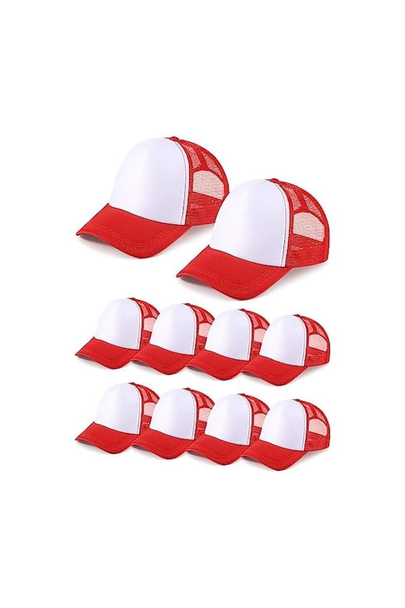 10 Pcs Sublimation Blank Trucker Hats Bulk Mesh Baseball Cap Polyester Mesh Trucker Hat for Men and Women