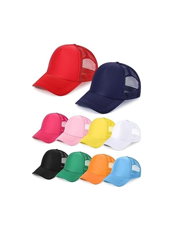10 Pcs Sublimation Blank Trucker Hats Bulk Mesh Baseball Cap Polyester Mesh Trucker Hat for Men and Women