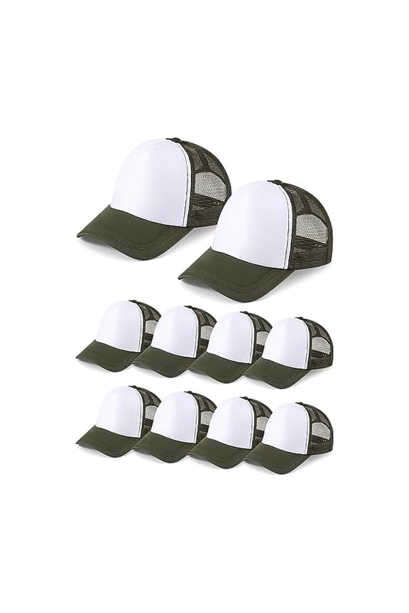 10 Pcs Sublimation Blank Trucker Hats Bulk Mesh Baseball Cap Polyester Mesh Trucker Hat for Men and Women