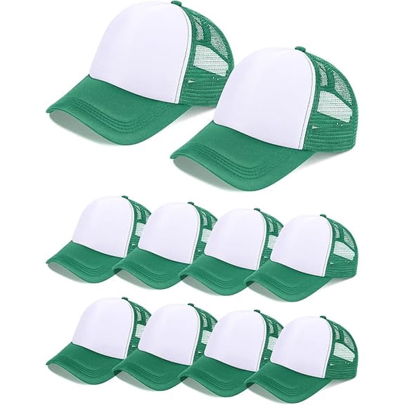 Eryueer 10 Pcs Sublimation Blank Trucker Hats Bulk Mesh Baseball Cap Polyester Mesh Trucker Hat for Men and Women