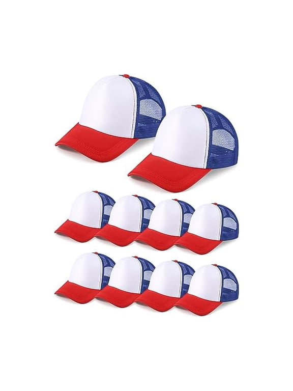 10 Pcs Sublimation Blank Trucker Hats Bulk Mesh Baseball Cap Polyester Mesh Trucker Hat for Men and Women